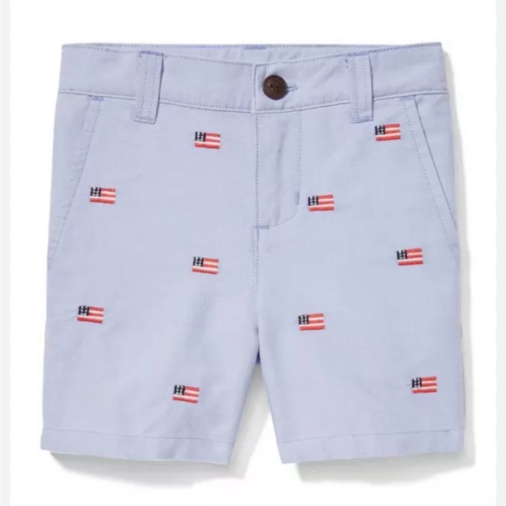 Janie and Jack American Flag Oxford Short